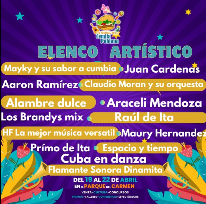 Elenco Artístico en la sexta edición del Festival de la Cemita Poblana