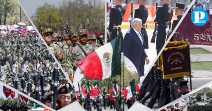 AMLO y Salomón presiden por última vez el desfile del 5 de Mayo