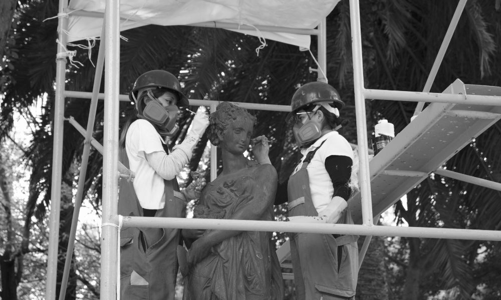 Restauración Musas Zócalo Foto recuperada de: https://centrohistorico.pueblacapital.gob.mx/