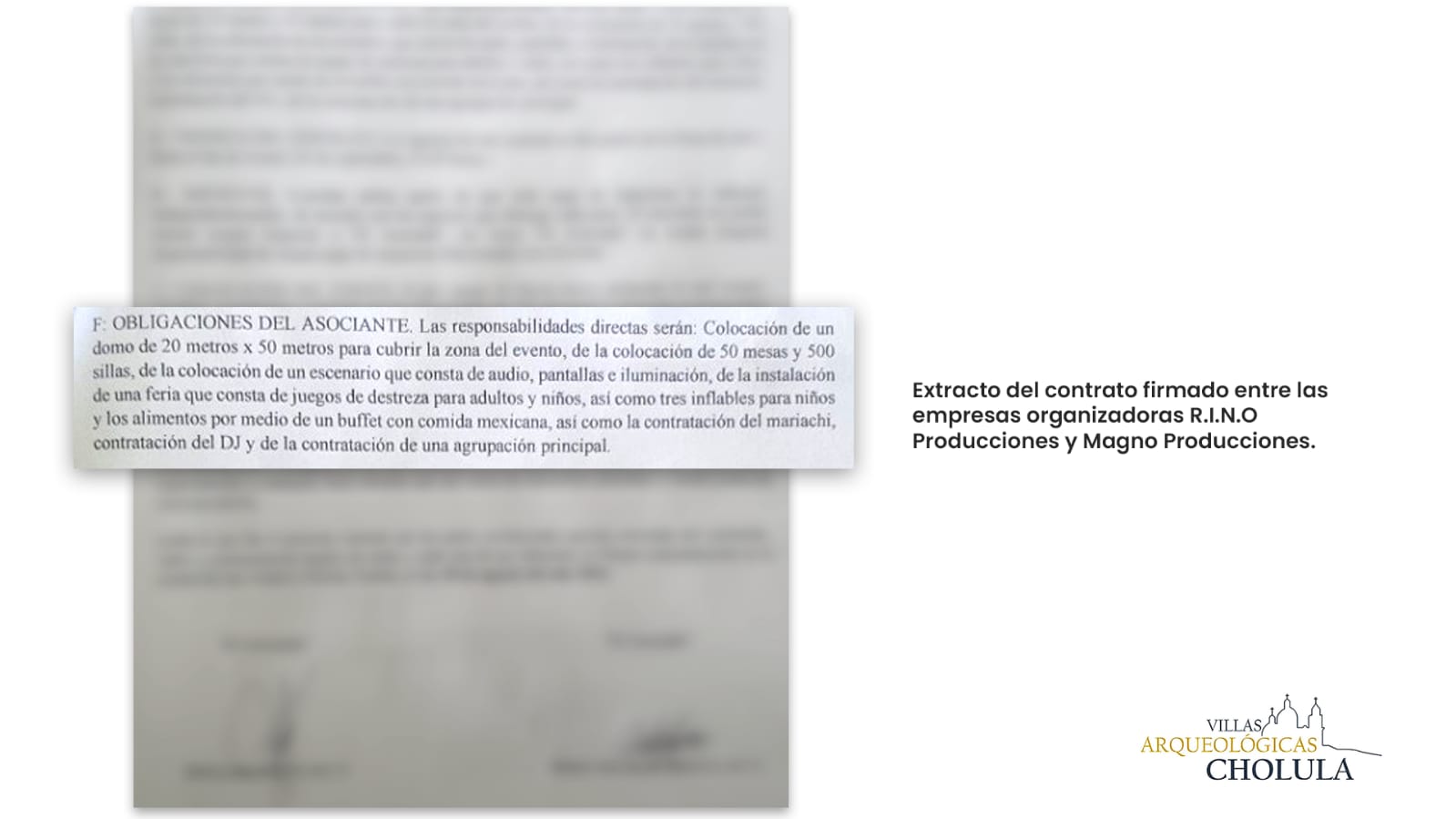 Extracto del contrato