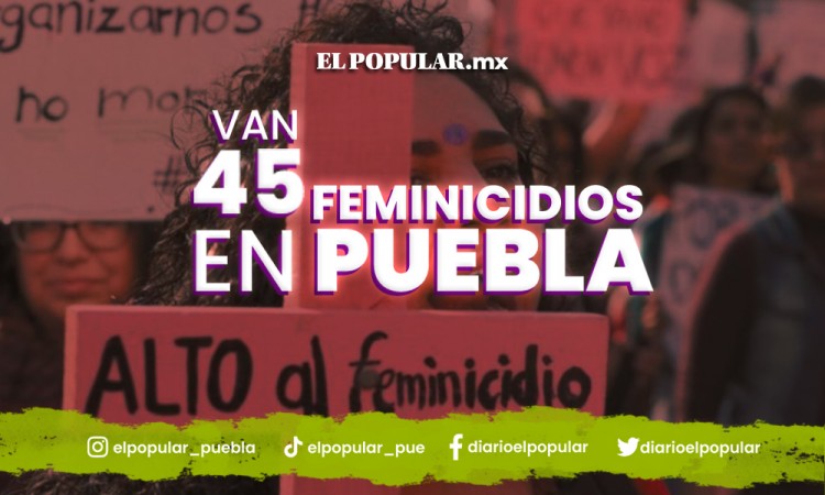 45 feminicidios en Puebla en 2022