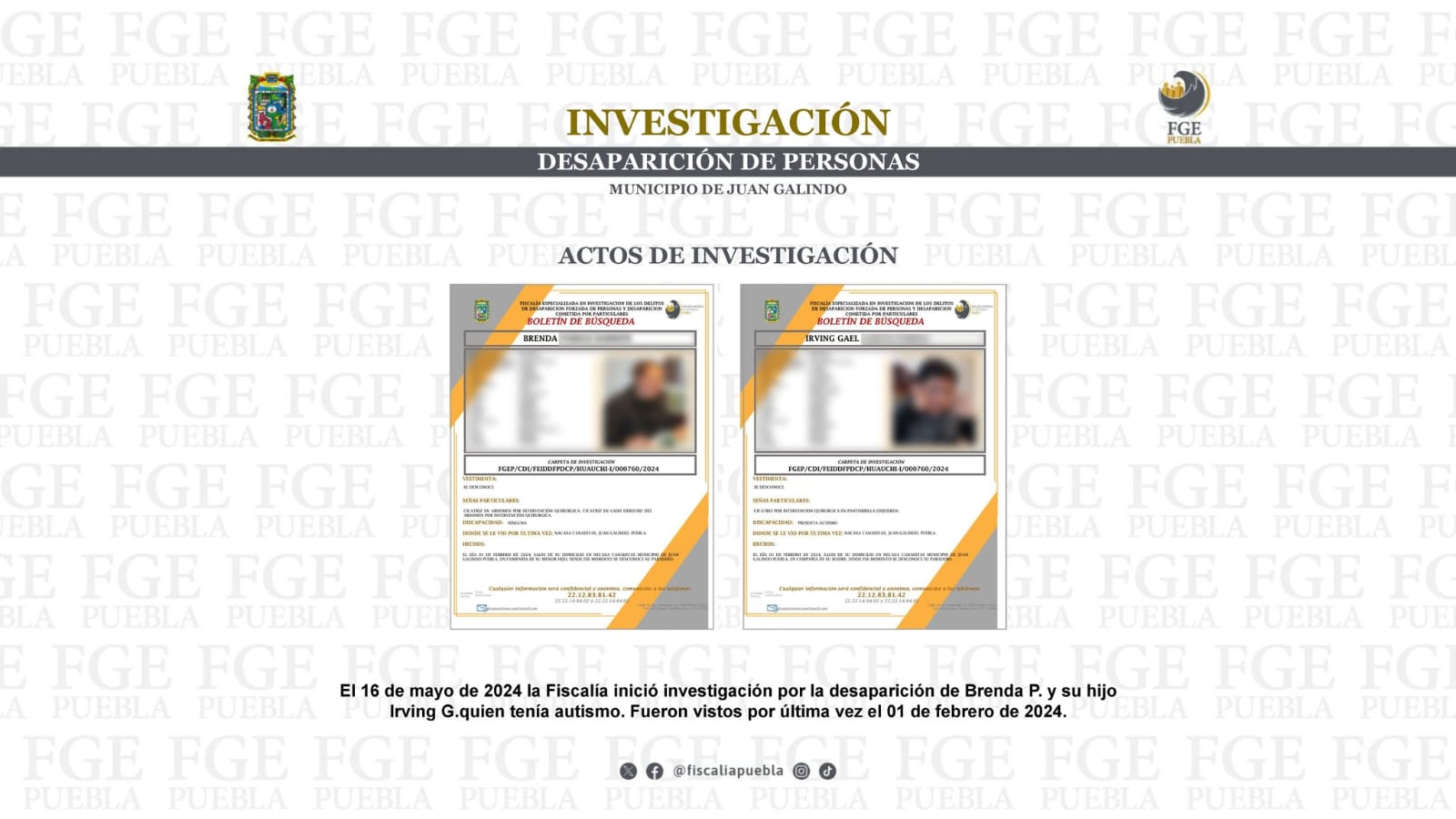 Boletín de búsqueda Brenda e Irving