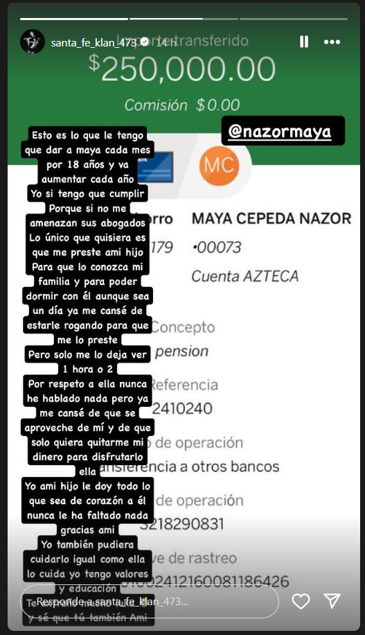 Maya Nazor sufre violencia económica por parte de Santa Fe Klan