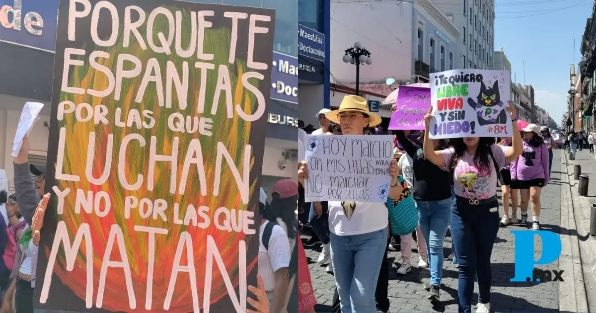 Miles de mujeres marchan en Puebla en la movilización “Aquí estamos”