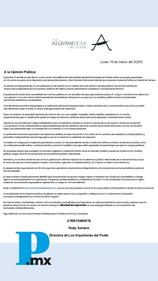Inician proceso contra mujer periodista por críticas a diputada en Puebla 