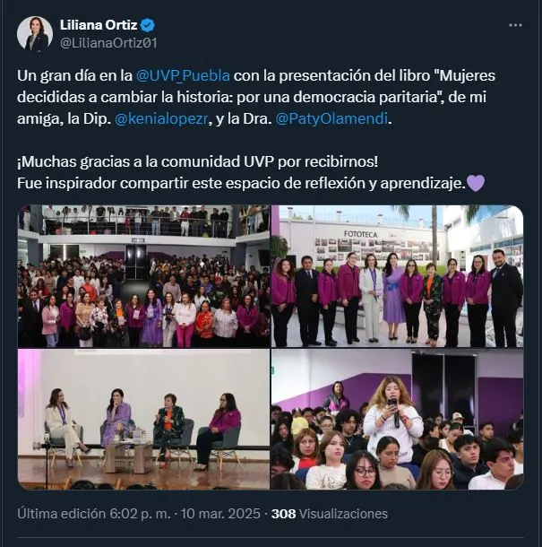 Liliana Ortiz comparte en sus redes sociaes presentación del libro