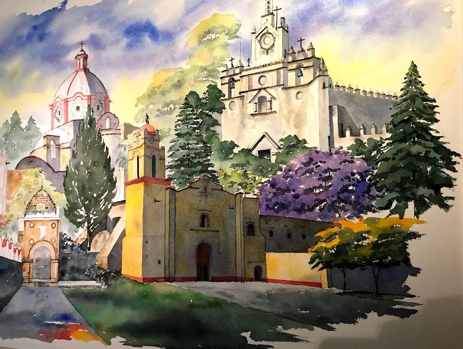 Acuarelas de los conjuntos que integran la Ruta de los Conventos, realizadas por la arquitecta y artista Luz María Herrasti. Imágenes: cortesía de la autora.