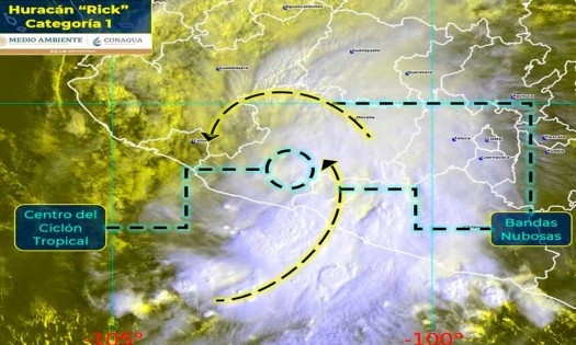 Huracán ‘Rick’ se degrada a categoría 1 en Guerrero