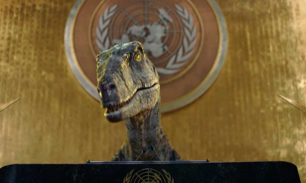 Campañas originales: “No elijan la extinción” dice un dinosaurio en un intento de combatir el cambio climático