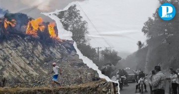 Incendio en Tetela de Ocampo provoca cierre de carreteras, el Gobernador, Sergio Salomón Céspedes reprueba el acto