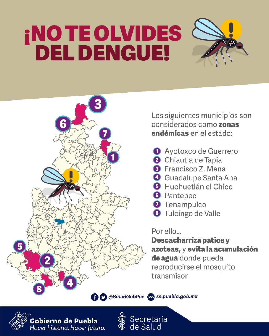 Zonas con dengue en Puebla 