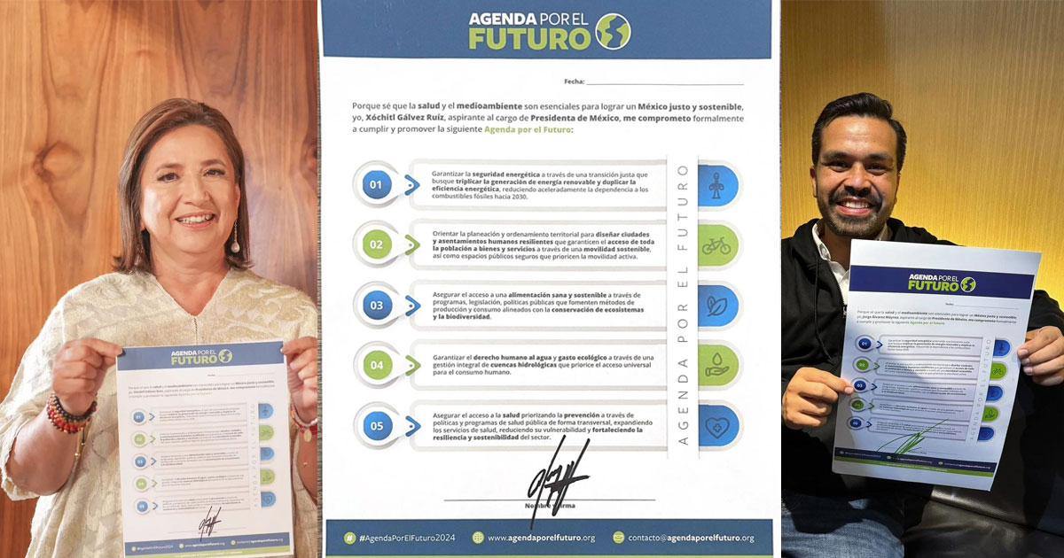 Xóchitl Gálvez y Jorge Álvarez Máynez firman compromisos para proteger el medio ambiente y la salud