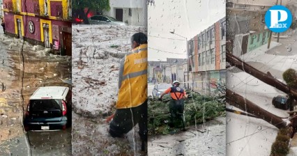 Fuertes lluvias con granizo en Puebla dejan árboles caídos y residuos urbanos