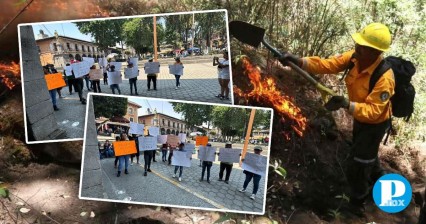 Habitantes de Cuautempan exigen a las autoridades apoyo para sofocar incendio forestal