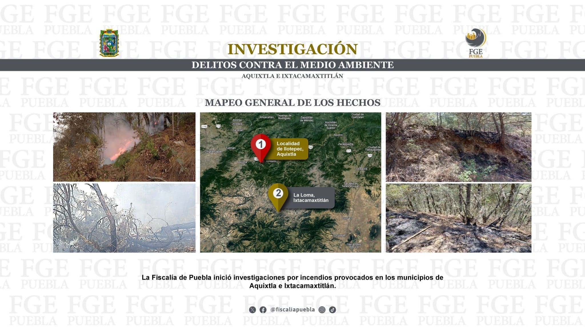Mapa de los delitos ambientales cometidos. Fuente: FGE Puebla
