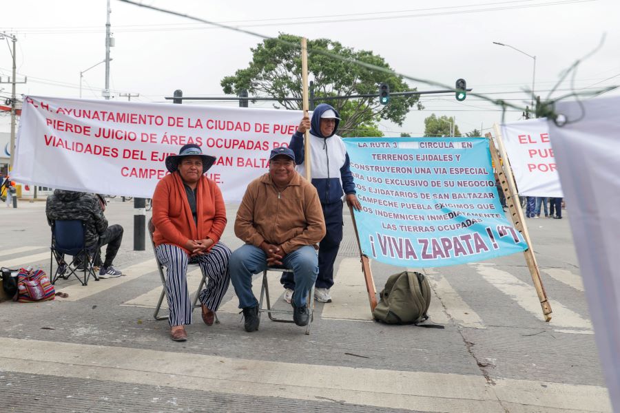 24 horas cumple protesta de ejidatarios de San Baltazar Campeche. Foto:EsImagen