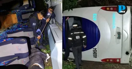 Autob&uacute;s de pasajeros vuelca en la M&eacute;xico-Tuxpan; reportan 10 heridos