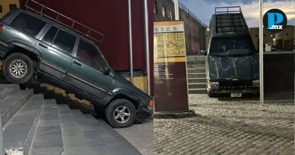 As&iacute; termin&oacute; una Jeep sobre las escaleras del Centro de Convenciones
