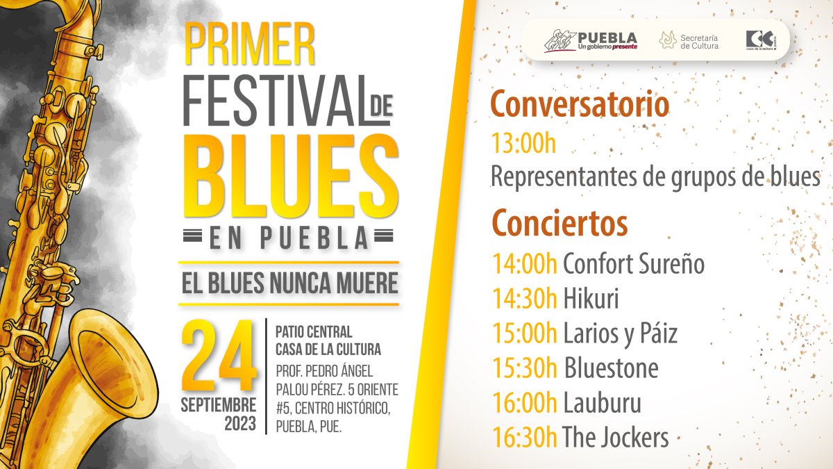 El evento titulado “El blues nunca muere” será realizado el 24 de septiembre a partir de las 13:00 horas en Casa de la Cultura