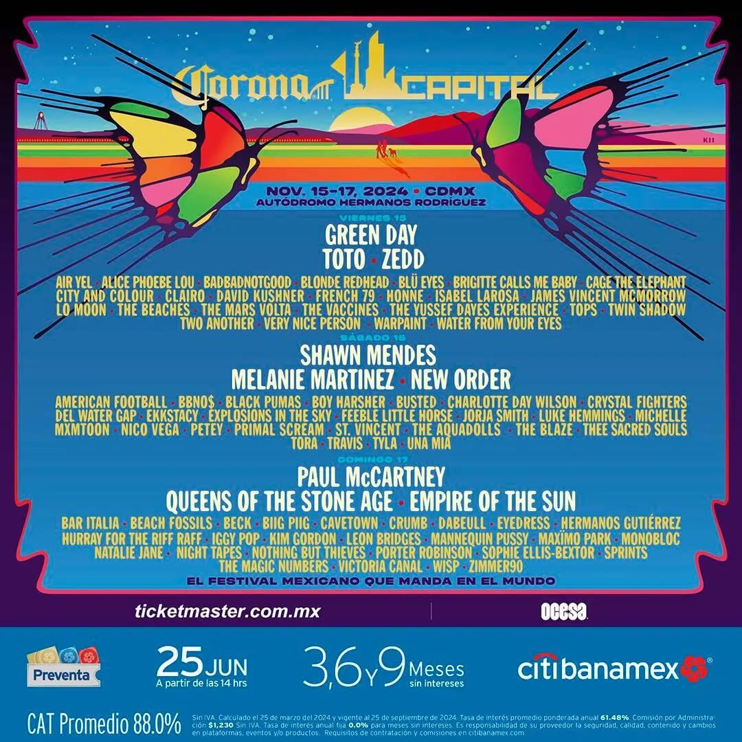 Cartel completo, fechas, precios de boletos del Corona Capital 2024