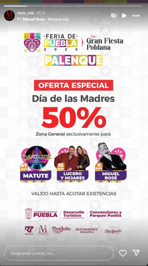  Boletos del Palenque de la Feria de Puebla al 50 % por el Día de las Madres