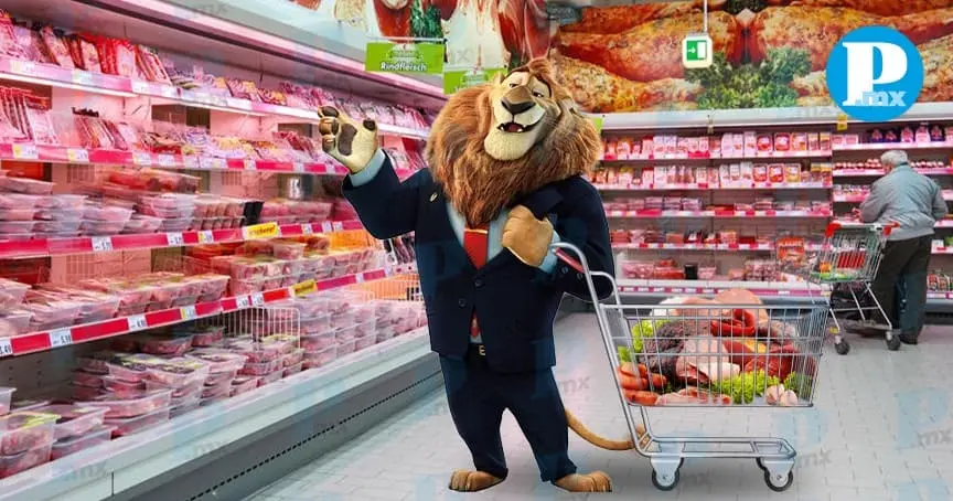 Captan a León comiendo en un supermercado  