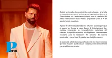 ¡Qué siempre no! Ricky Martin cancela concierto en Puebla