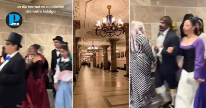 Metro Hidalgo se vuelve viral por baile con trajes de &eacute;poca