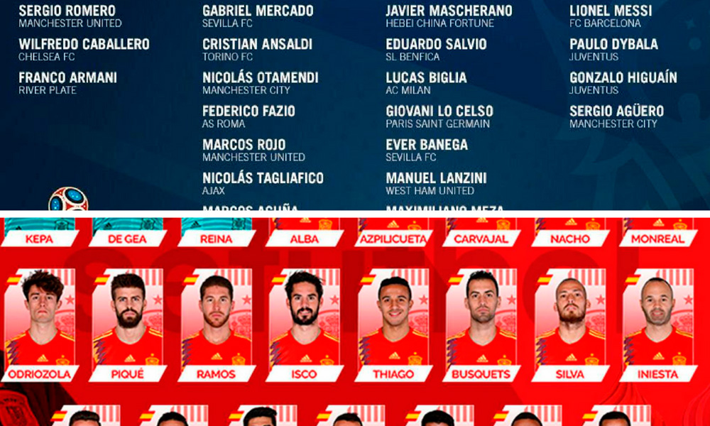 España y Argentina hacen oficial su lista de convocados