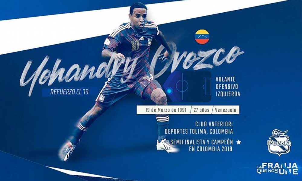 Yohandry Orozco, refuerzo del Club Puebla