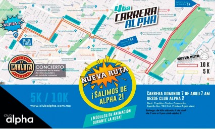 Anuncian nueva ruta de la Cuarta Carrera Alpha