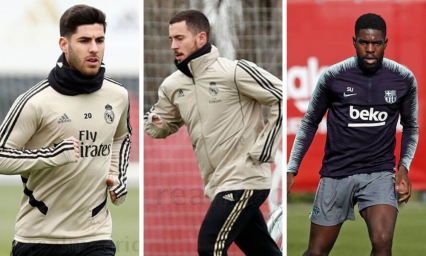 Hazard y Asensio ya entrenan con el Madrid; Umtiti, la única baja del Barça