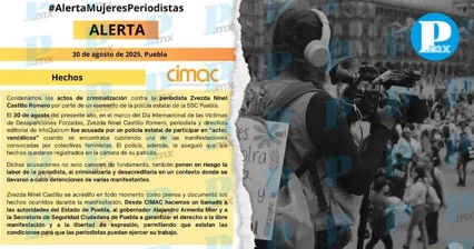 CIMAC condena criminalización a periodista en marcha por desaparecidxs en Puebla