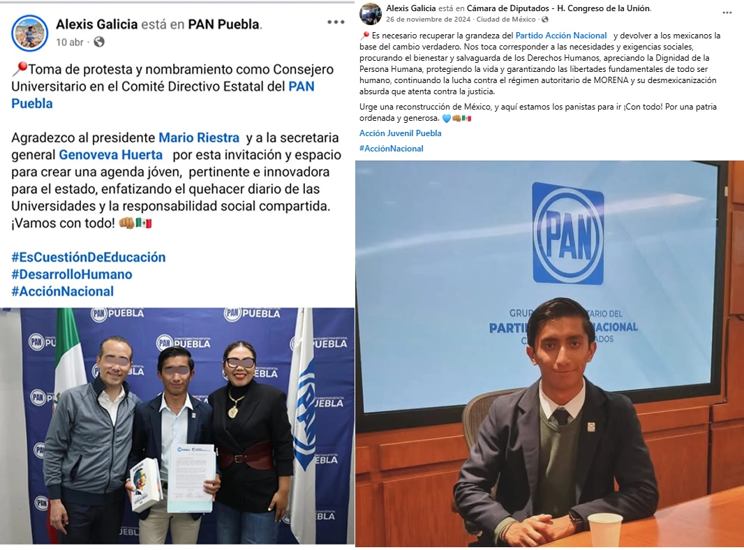 Alexis Galicia es miembro activo del Partido Acción Nacional en Puebla