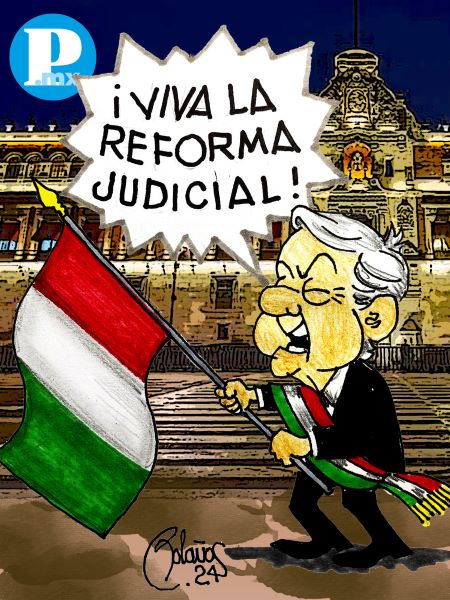 López Obrador celebra la aprobación de la Reforma Al Poder Judicial en 18 Congresos estatales. Seguramente agregará una arenga en su último grito.