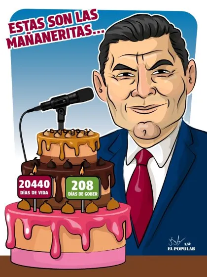 Ayer cumplió 56 años el gobernador de Puebla, y Joselo le horneó un pastel con sus trazos