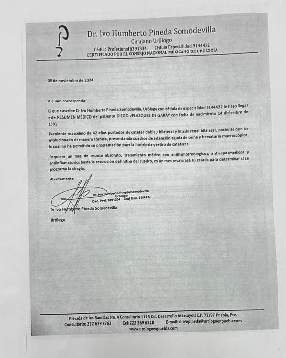 Justificante médico donde recomienda reposo absoluto