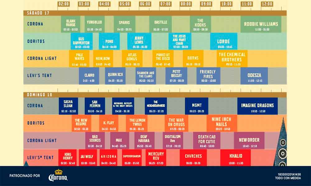 Estos son los horarios del Corona Capital 2018