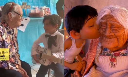 Niño de 5 años canta “Recuerdame” a su abuelita que cumple 99 años