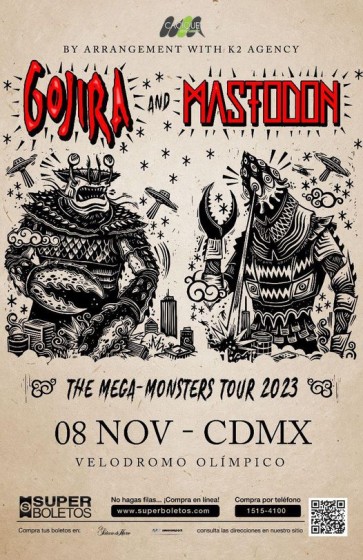 La gira The Mega Monsters Tour 2023 con Mastodon y Gojira llega a la CDMX en el Velódromo Olímpico