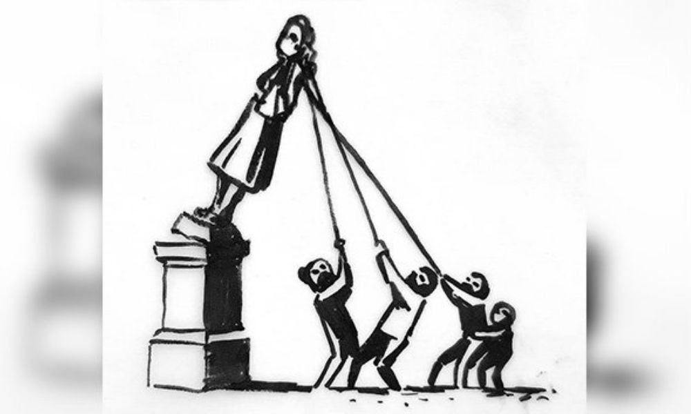 Banksy da ideas para restituir estatua derribada en protesta