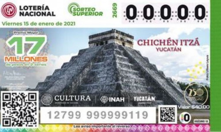 El Castillo de Chichén Itzá, talismán del próximo Sorteo Superior de la Lotería Nacional