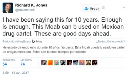 Llama sheriff a utilizar la MOAB contra el narco mexicano