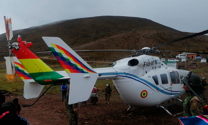 Evo Morales aterriza de emergencia por falla en helic&oacute;ptero