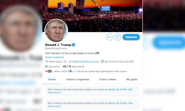 Bloquea Twitter cuenta de Donald Trump 