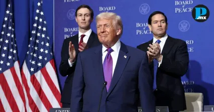 Jared Kushner, Donald Trump y Marco Rubio durante la primera reuni&oacute;n de la Junta de Paz