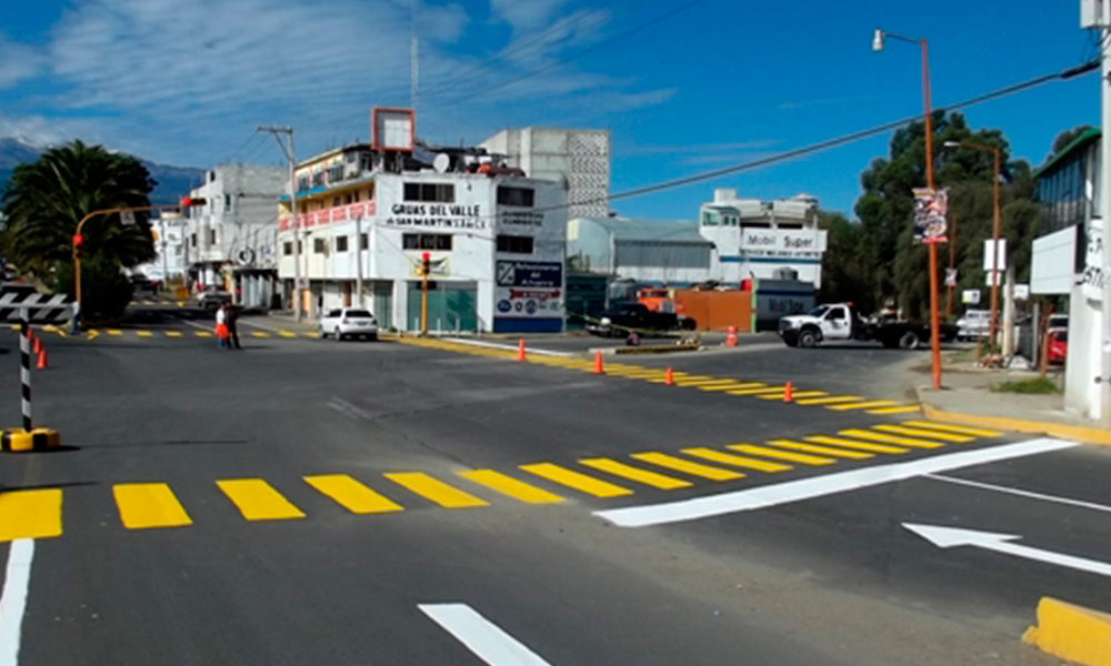 Falla constructora en pavimentación en Huejotzingo