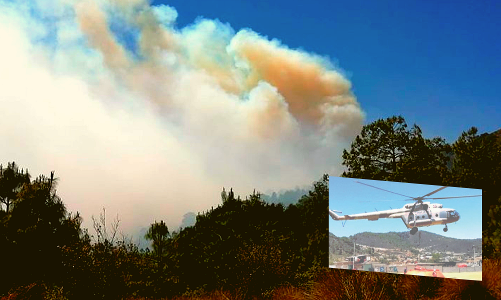 Intervienen Ejército y la Semar en incendio forestal en Zautla