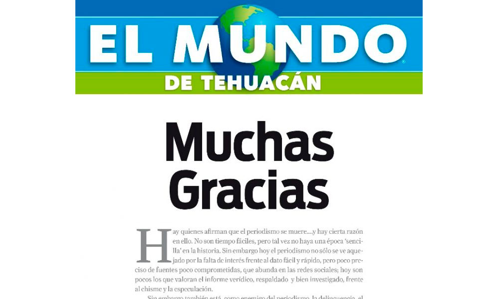 Paran las prensas de Mundo de Tehuacán