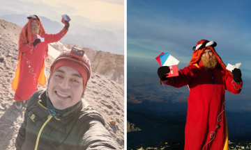 Alpinista poblano entrega cartas de Reyes Magos desde el Pico de Orizaba